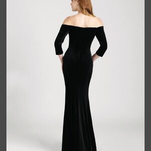 Allure Bridals Black Velvet Off-Shoulder Floor-length Gown Sz 16 #whimsigoth